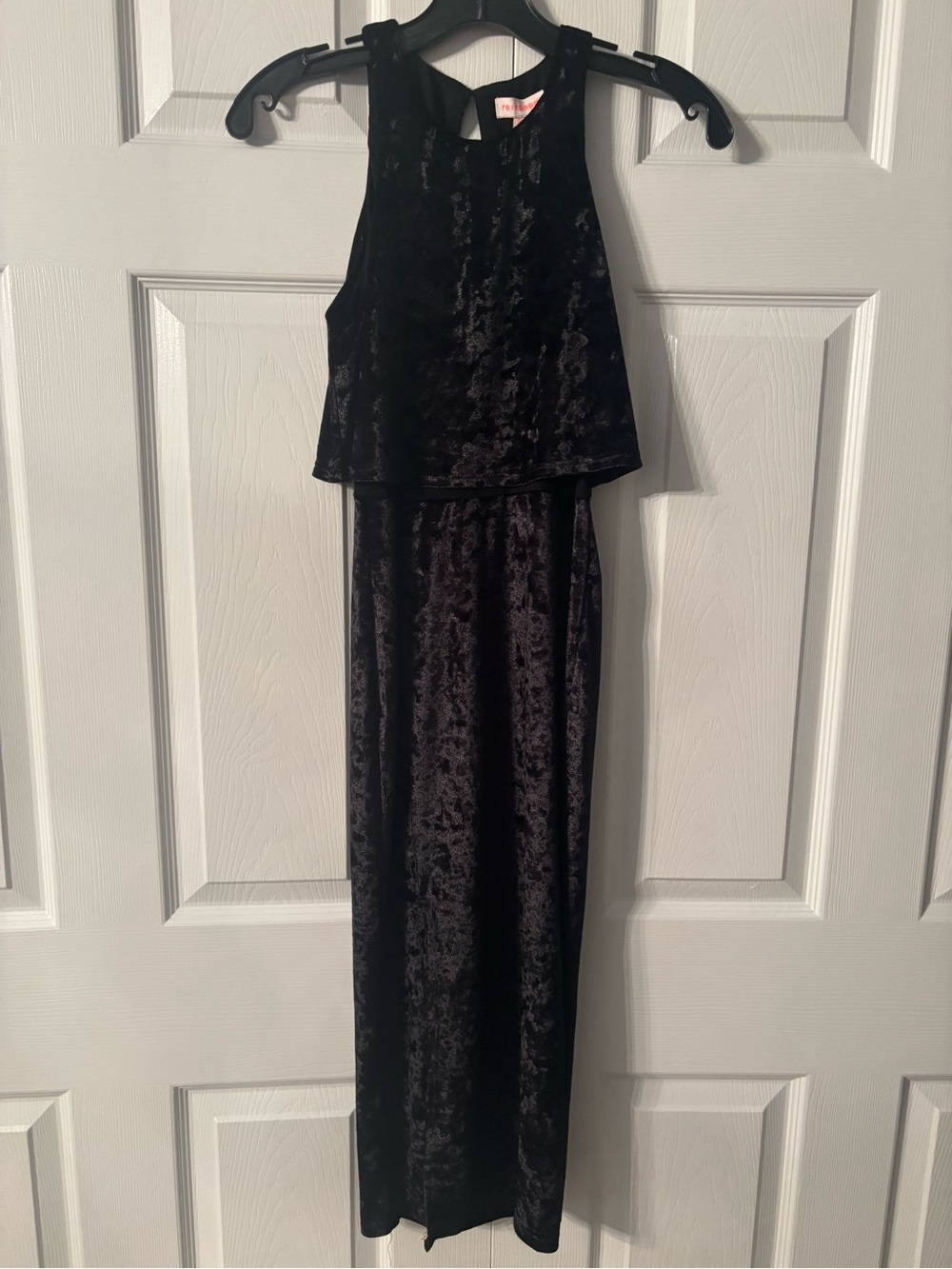 re:named Black Velvet Halter Midi dress